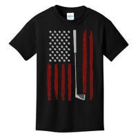 Retro American Flag Golf Gift For Golfer Kids T-Shirt