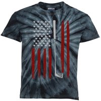 Retro American Flag Golf Gift For Golfer Kids Tie-Dye T-Shirt