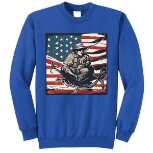 Retro American Flag Funny Fishing Rod Design Great Gift Tall Sweatshirt