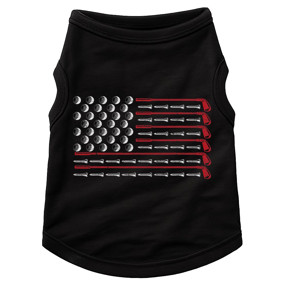 Retro American Flag Golf Gift for Golfer Funny Golf Club Doggie Tank