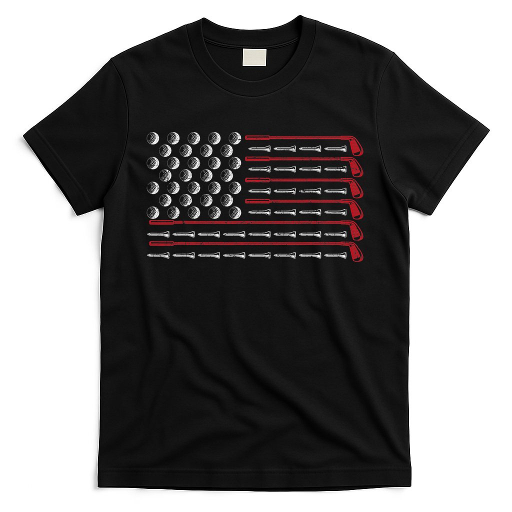 Retro American Flag Golf Gift for Golfer Funny Golf Club T-Shirt