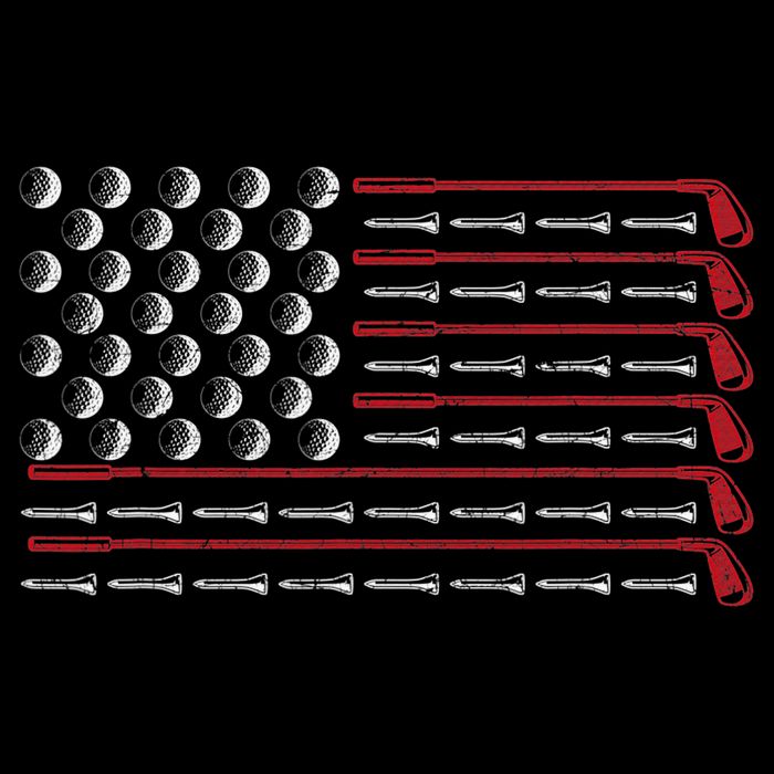 Retro American Flag Golf Gift for Golfer Funny Golf Club T-Shirt