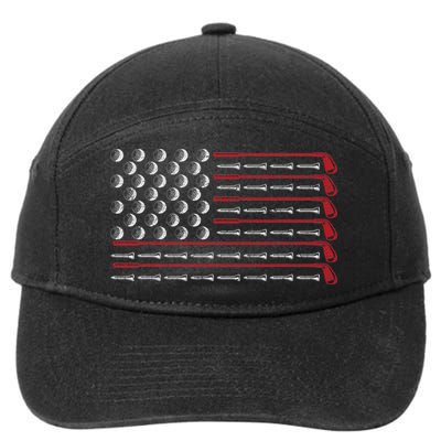 Retro American Flag Golf Gift for Golfer Funny Golf Club 7-Panel Snapback Hat