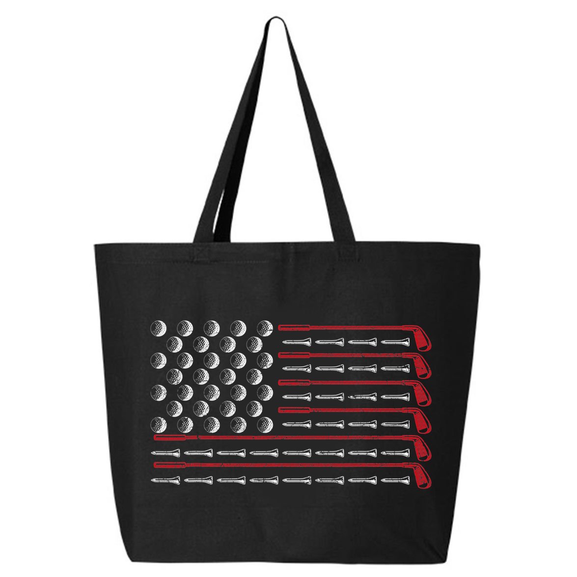Retro American Flag Golf Gift for Golfer Funny Golf Club 25L Jumbo Tote