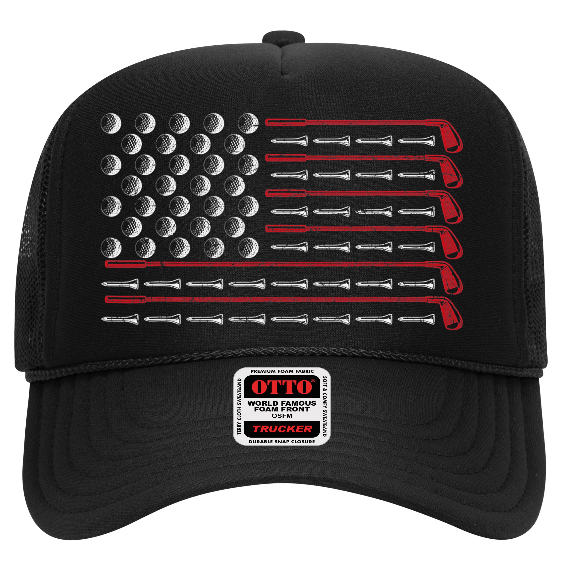 Retro American Flag Golf Gift for Golfer Funny Golf Club Hat