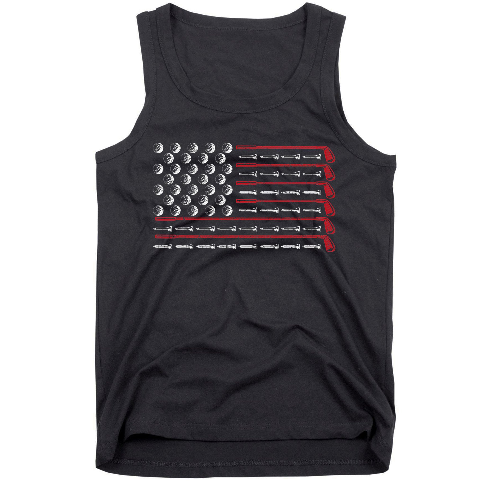 Retro American Flag Golf Gift for Golfer Funny Golf Club Tank Top