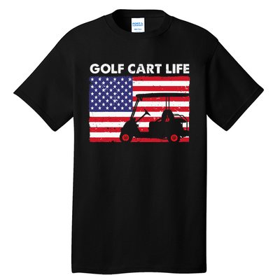 Retro American Flag Golf Gift for Golfer Funny Golf Tall T-Shirt