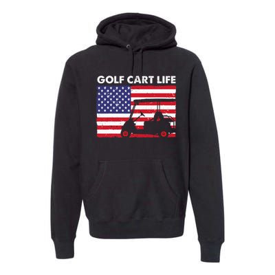 Retro American Flag Golf Gift for Golfer Funny Golf Premium Hoodie