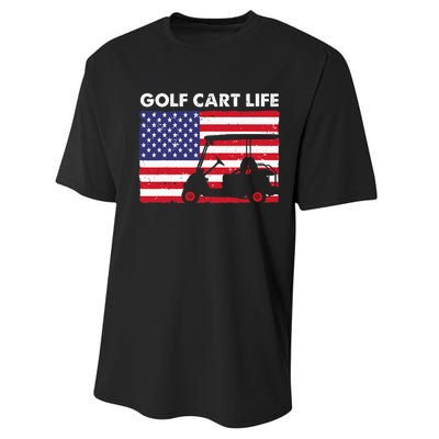 Retro American Flag Golf Gift for Golfer Funny Golf Performance Sprint T-Shirt