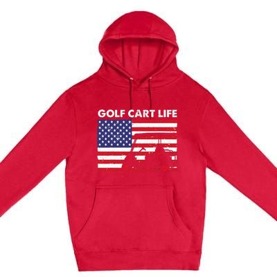 Retro American Flag Golf Gift for Golfer Funny Golf Premium Pullover Hoodie