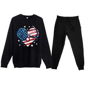 Retro American Flag Heart Nurse 4th Of July Nursing Mama Mom Gift Premium Crewneck Sweatsuit Set