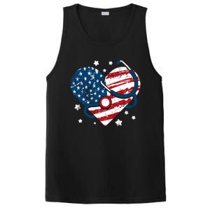 Retro American Flag Heart Nurse 4th Of July Nursing Mama Mom Gift PosiCharge Competitor Tank