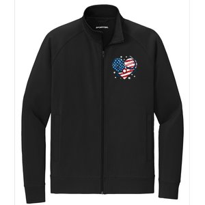 Retro American Flag Heart Nurse 4th Of July Nursing Mama Mom Gift Stretch Full-Zip Cadet Jacket