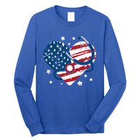 Retro American Flag Heart Nurse 4th Of July Nursing Mama Mom Gift Long Sleeve Shirt