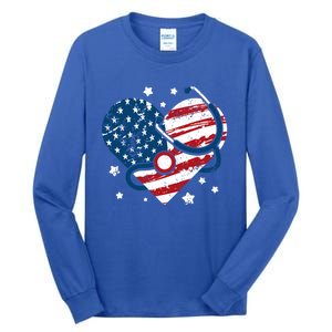 Retro American Flag Heart Nurse 4th Of July Nursing Mama Mom Gift Tall Long Sleeve T-Shirt