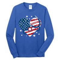 Retro American Flag Heart Nurse 4th Of July Nursing Mama Mom Gift Tall Long Sleeve T-Shirt