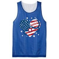 Retro American Flag Heart Nurse 4th Of July Nursing Mama Mom Gift Mesh Reversible Basketball Jersey Tank