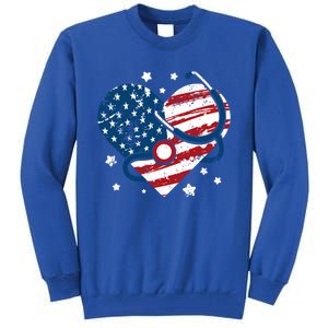 Retro American Flag Heart Nurse 4th Of July Nursing Mama Mom Gift Tall Sweatshirt