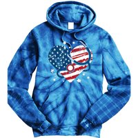 Retro American Flag Heart Nurse 4th Of July Nursing Mama Mom Gift Tie Dye Hoodie