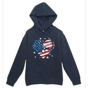 Retro American Flag Heart Nurse 4th Of July Nursing Mama Mom Gift Urban Pullover Hoodie