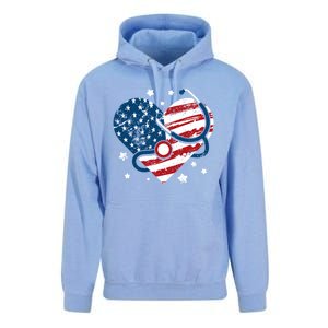 Retro American Flag Heart Nurse 4th Of July Nursing Mama Mom Gift Unisex Surf Hoodie