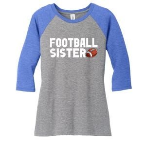 Retro American Football Sis Family Matching Sister Gift Women's Tri-Blend 3/4-Sleeve Raglan Shirt