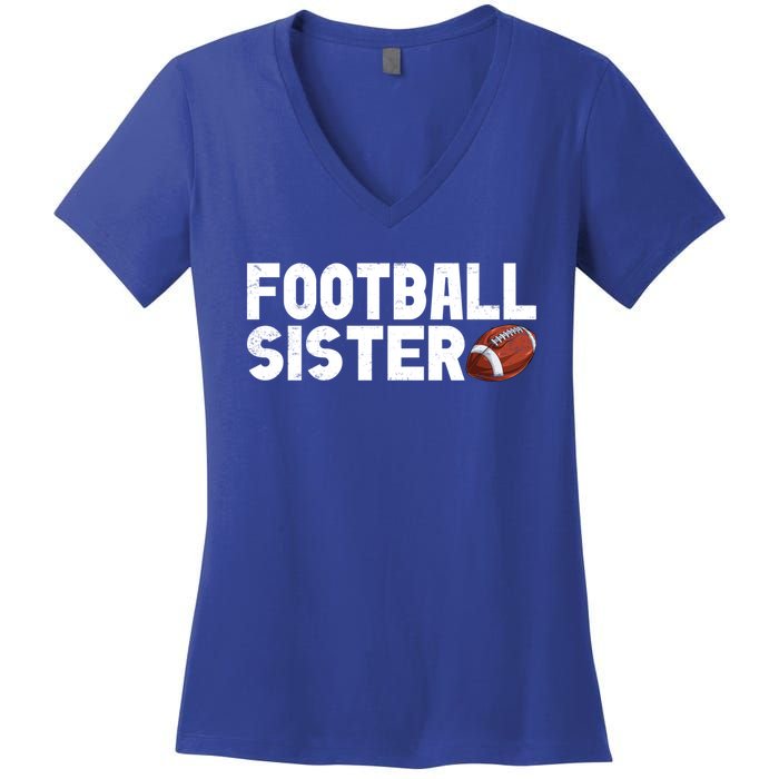 Retro American Football Sis Family Matching Sister Gift Women's V-Neck T-Shirt