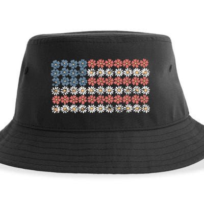 Retro American Flag 4th Of July Sustainable Bucket Hat