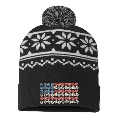 Retro American Flag 4th Of July USA-Made Snowflake Beanie