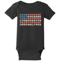 Retro American Flag 4th Of July Baby Bodysuit