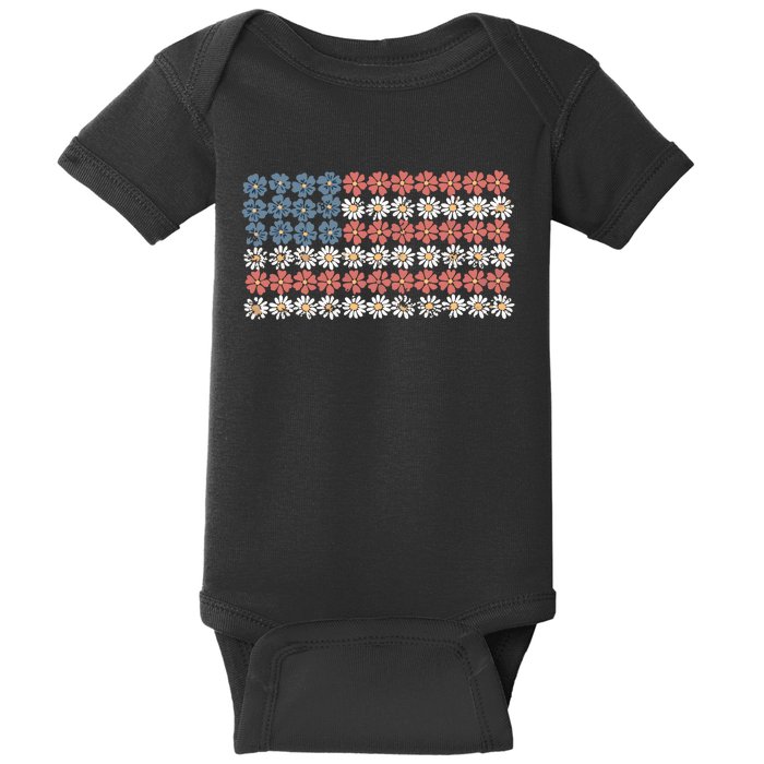 Retro American Flag 4th Of July Baby Bodysuit