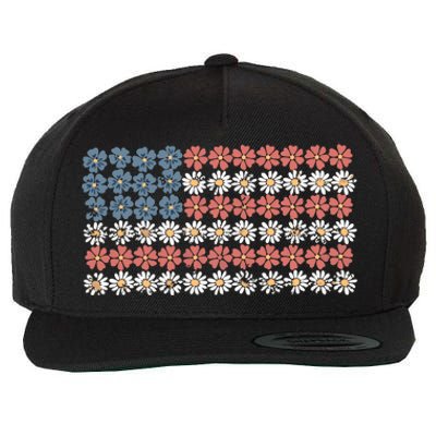 Retro American Flag 4th Of July Wool Snapback Cap