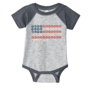 Retro American Flag 4th Of July Infant Baby Jersey Bodysuit