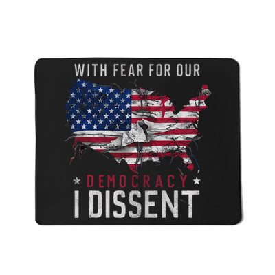 Retro American Flag I Dissent Fear For Democracy Mousepad