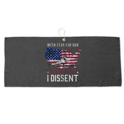 Retro American Flag I Dissent Fear For Democracy Large Microfiber Waffle Golf Towel