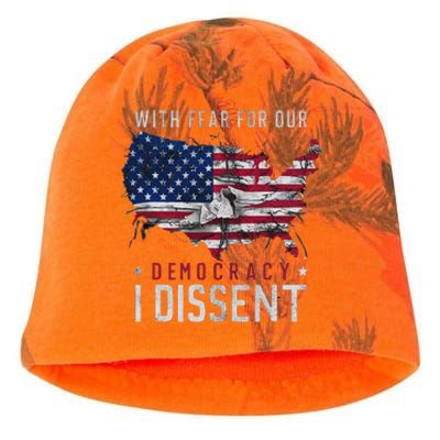 Retro American Flag I Dissent Fear For Democracy Kati - Camo Knit Beanie