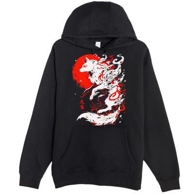Retro Animal Funny Fox Vintage Okami Basic Japan Style Gift Premium Pullover Hoodie
