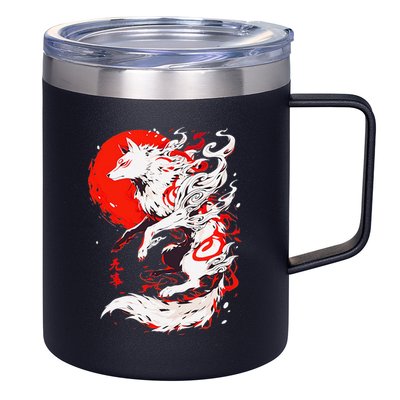 Retro Animal Funny Fox Vintage Okami Basic Japan Style Gift 12oz Stainless Steel Coffee Mug