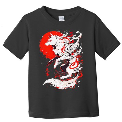 Retro Animal Funny Fox Vintage Okami Basic Japan Style Gift Toddler T-Shirt