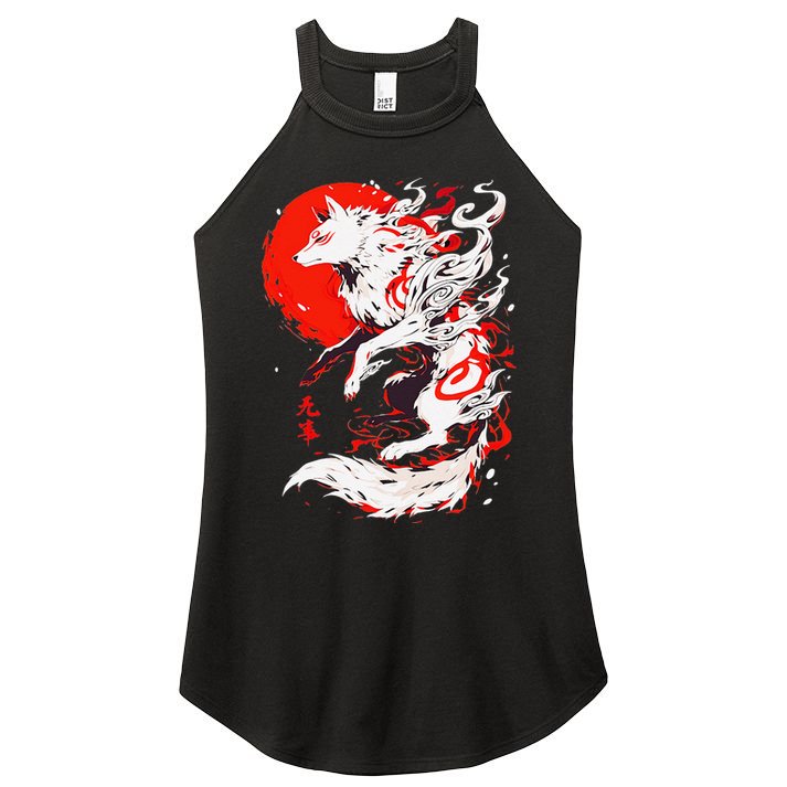 Retro Animal Funny Fox Vintage Okami Basic Japan Style Gift Women's Perfect Tri Rocker Tank