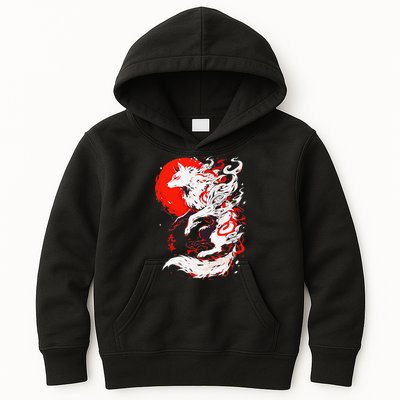 Retro Animal Funny Fox Vintage Okami Basic Japan Style Gift Kids Hoodie