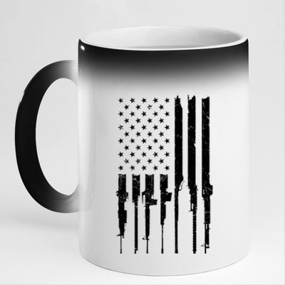 Rifle American Flag 11oz Black Color Changing Mug