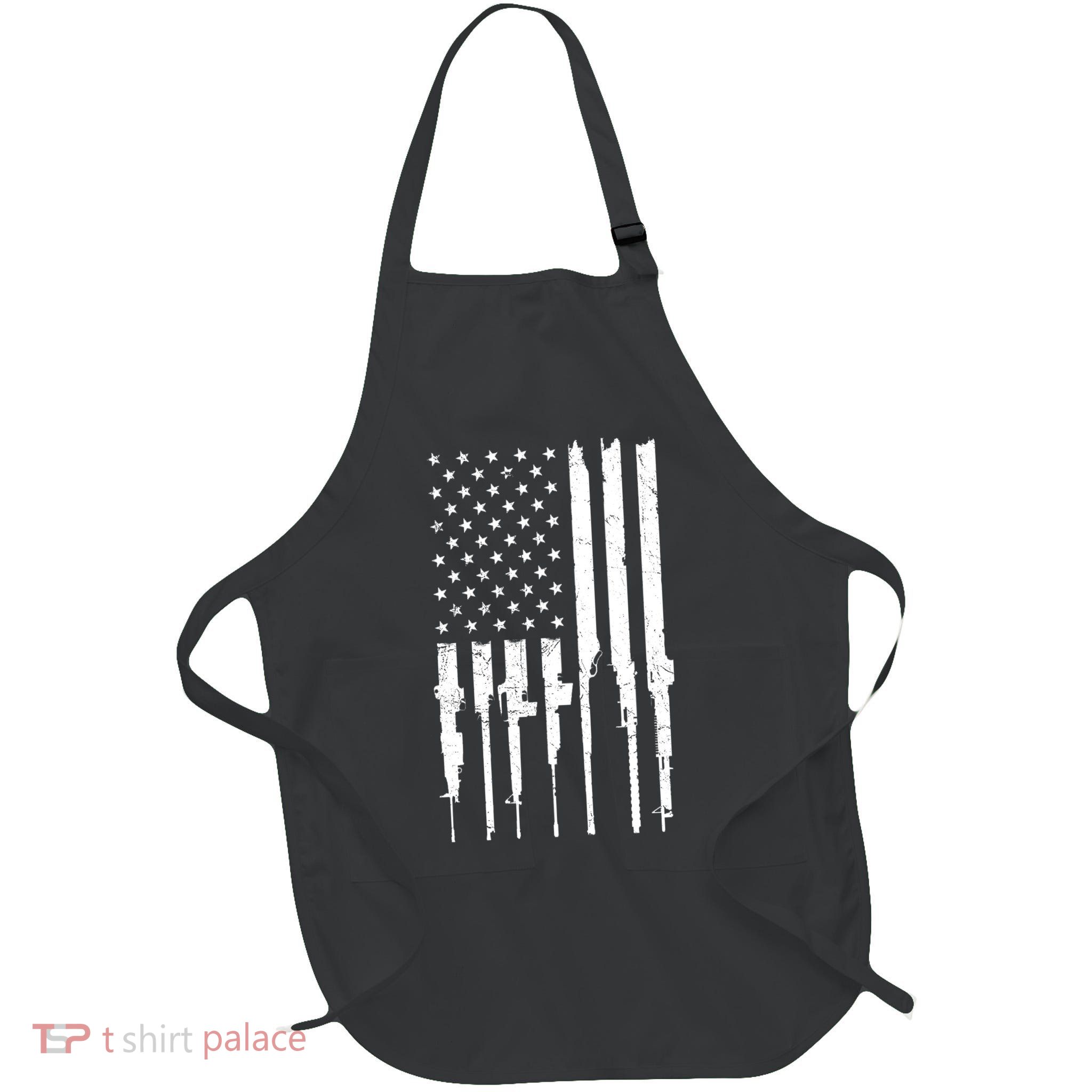 Rifle American Flag Full-Length Apron With Pockets