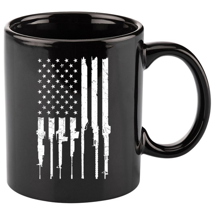 Rifle American Flag 11oz C Handle Ceramic Mug