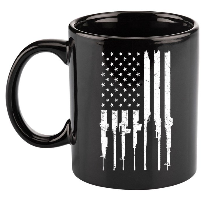 Rifle American Flag 11oz C Handle Ceramic Mug