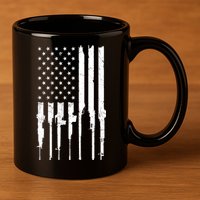 Rifle American Flag 11oz C Handle Ceramic Mug