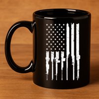 Rifle American Flag 11oz C Handle Ceramic Mug