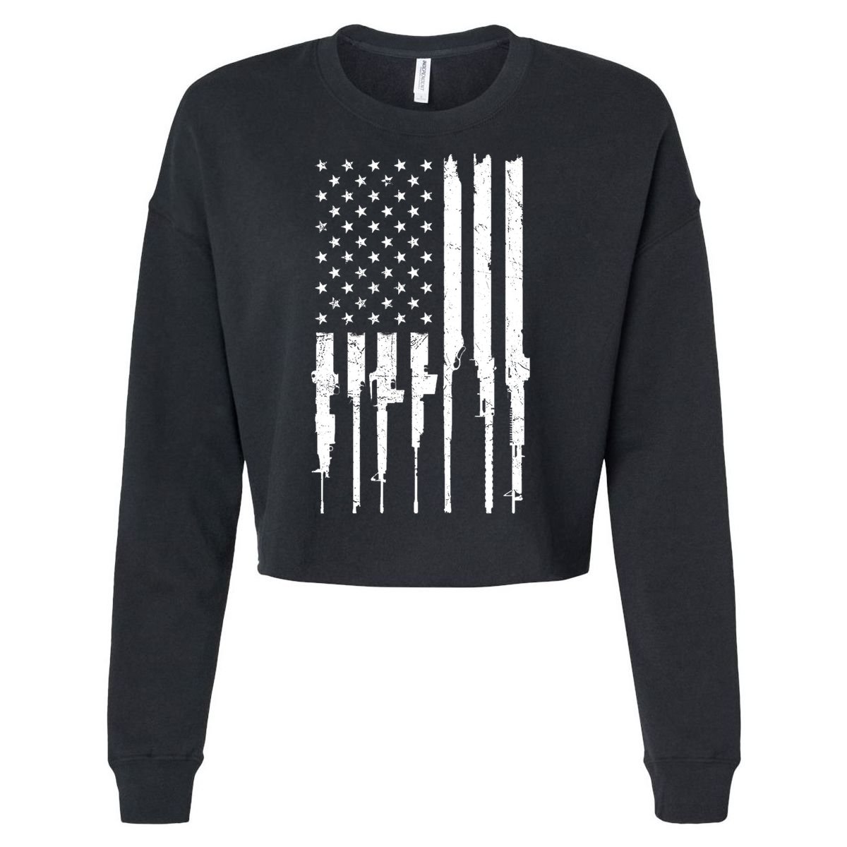 Rifle American Flag Cropped Pullover Crew