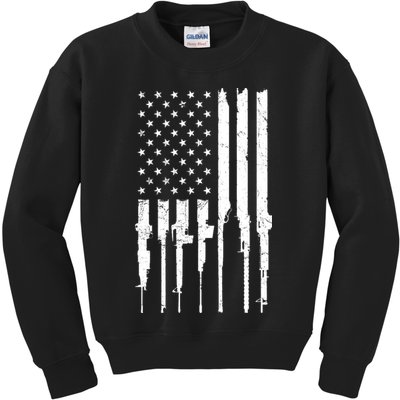 Rifle American Flag Kids Sweatshirt