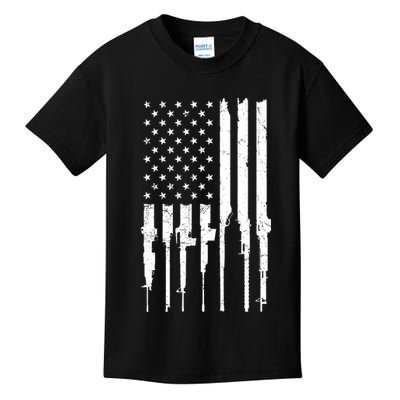 Rifle American Flag Kids T-Shirt